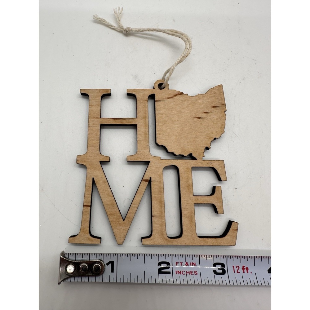 Wood HOME Ohio State Cutout Ornament Rustic Farmhouse‎ Decor Hanging